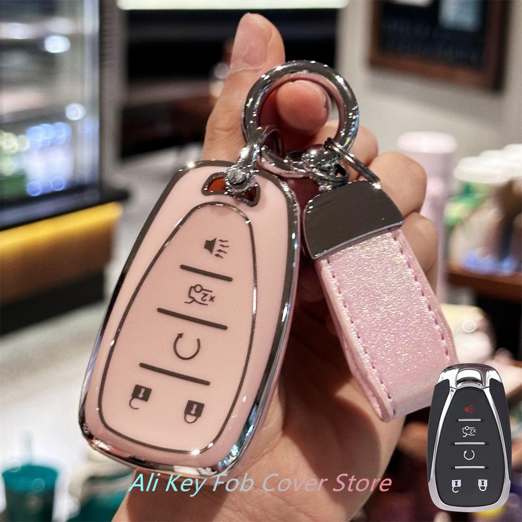 Key Fob Cover with Keychain Lanyard for Chevy Malibu Camaro Blazer Cruze Sonic Volt Equinox Spark Remote Key Vehicle Accessories