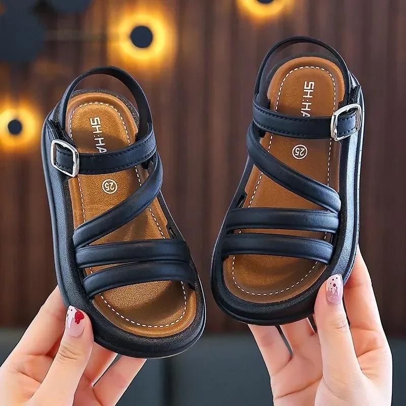 Girls Sandals Open Toe Elegant Versatile Student Shoes Cute Princess Style New Version