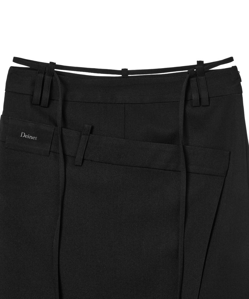 Dainit Belt Long Raw Skirt In Black