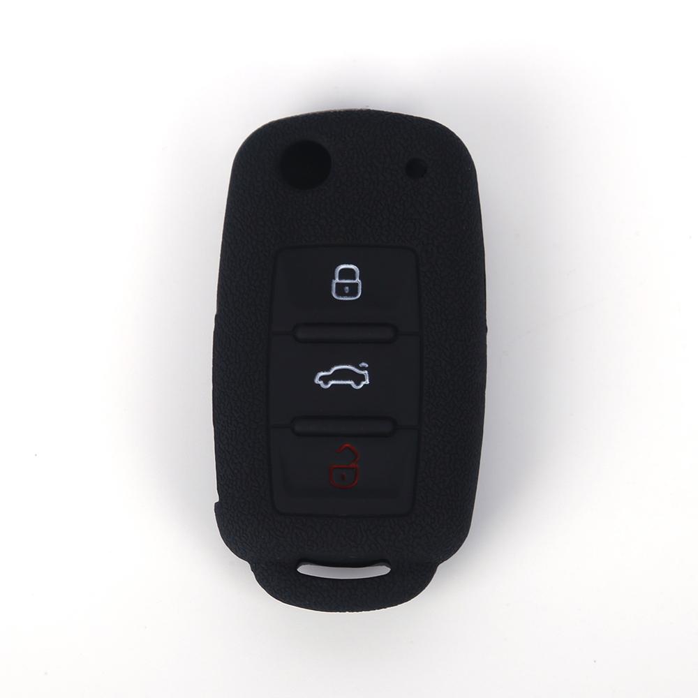 Silicone Rubber key fob skin cover case for VW POLO Golf 4 MK5 6 Jetta Bora Beetle Tiguan Passat B5 B6 3 button Remote key