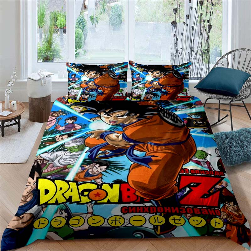2026 New Dragon Ball Duvet Cover and Pillowcase Bedding Set—Available for Single, Double, Queen, and King-Size Beds.