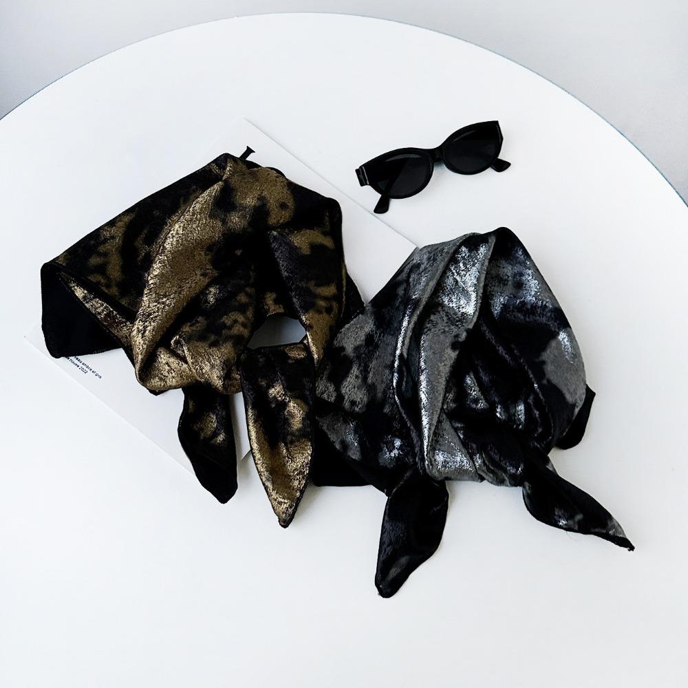 Soft Wrap Liquid Silver Hair Scarf Hip Hop Punk Bandana Laser Color Hair Band  Streetwear