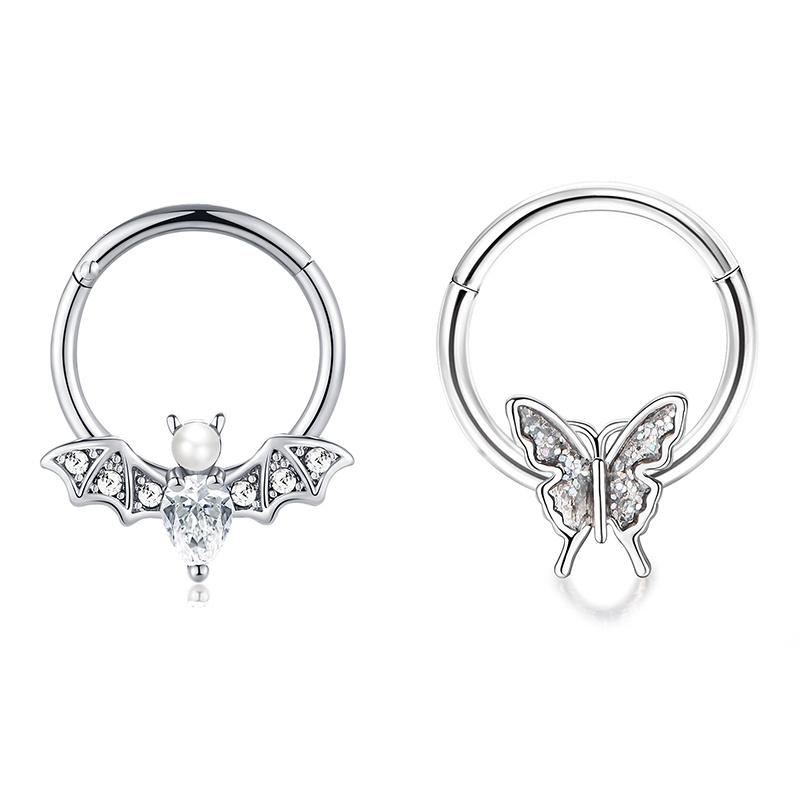2 Stück 16G Edelstahl Schmetterlingsscharnier Septumring BCR Hufeisen Knorpel Daith Helix Rook Muschel Piercing Schmuck