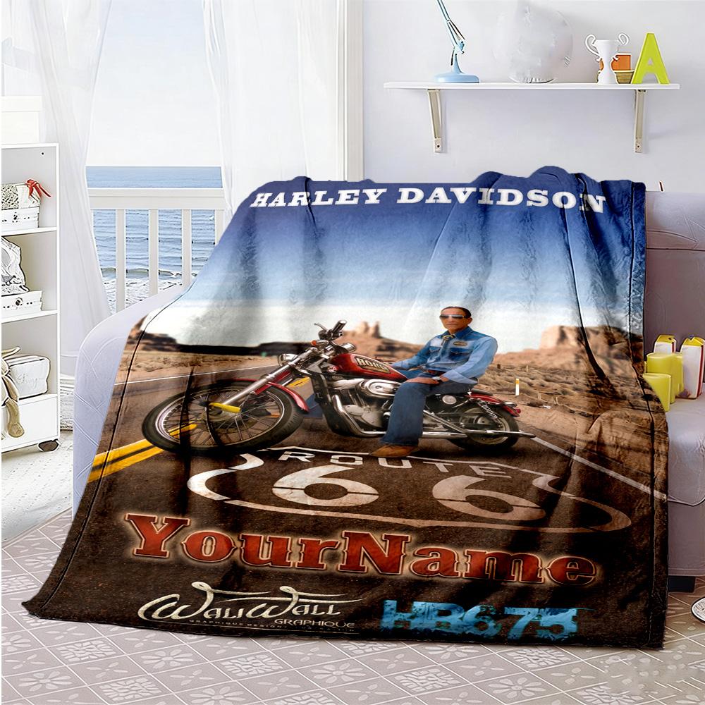 Harley-davidson Motorcycles Personalized Text Blanket Cozy Customizable Blanket Ultra-Soft Throw For Office Nap Bedding Livingroom for All Occasions