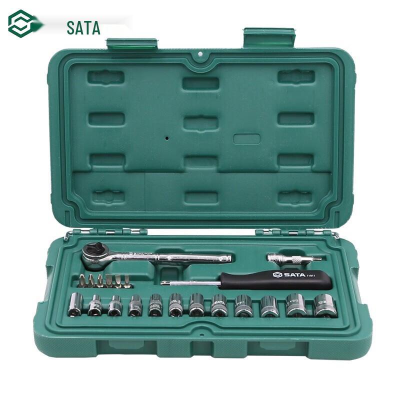 SATA 21-Piece 1/4-Inch Drive Socket Set with Quick Ratchet