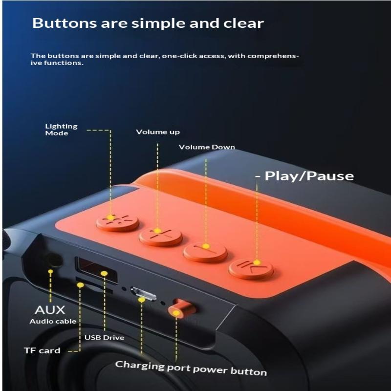 Mini Portable Bluetooth Speaker With Phone Holder, Rgb Lights, Super Bass & 10H Playtime For Travel