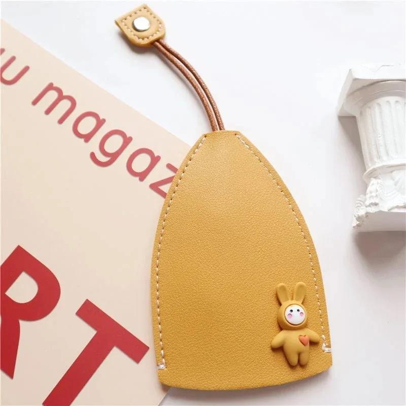 New Lovely Rabbit Car Key Holder Case Women Girls Pull Type Key Bag PU Leather Key Wallets Housekeepers Keychain Pouch Organizer