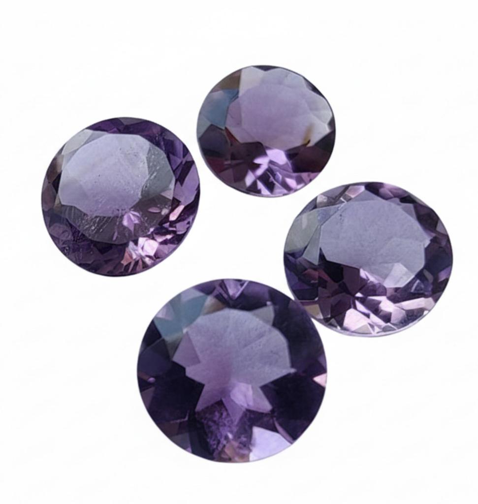 Natural Purple Amethyst Round Faceted Cut Loose Gemstones Jewelry Lot - AAA Grade