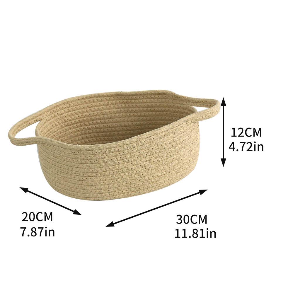Cartoon Woven Cotton Rope Storage Basket for Cat, Remotes, Sundries, and Cosmetics