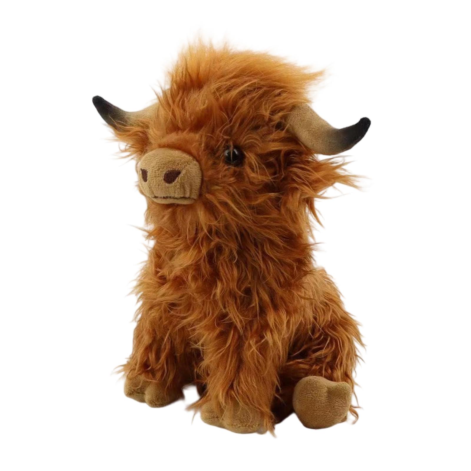 

Plush Stuffed Animal High Pile Long Fur Soft Toy Bull Cattle Plush Doll Kids Gift for Home Decoration One Size
