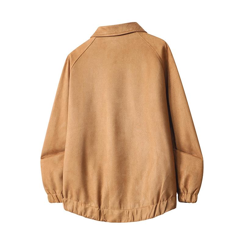 Minimalist Suede Jacket Fashion Simple Men's Pilot Jacket Coat Coat Handsome Wildcard Drop Shoulder Loose Autumn Models Breathable Work Casual Jacket