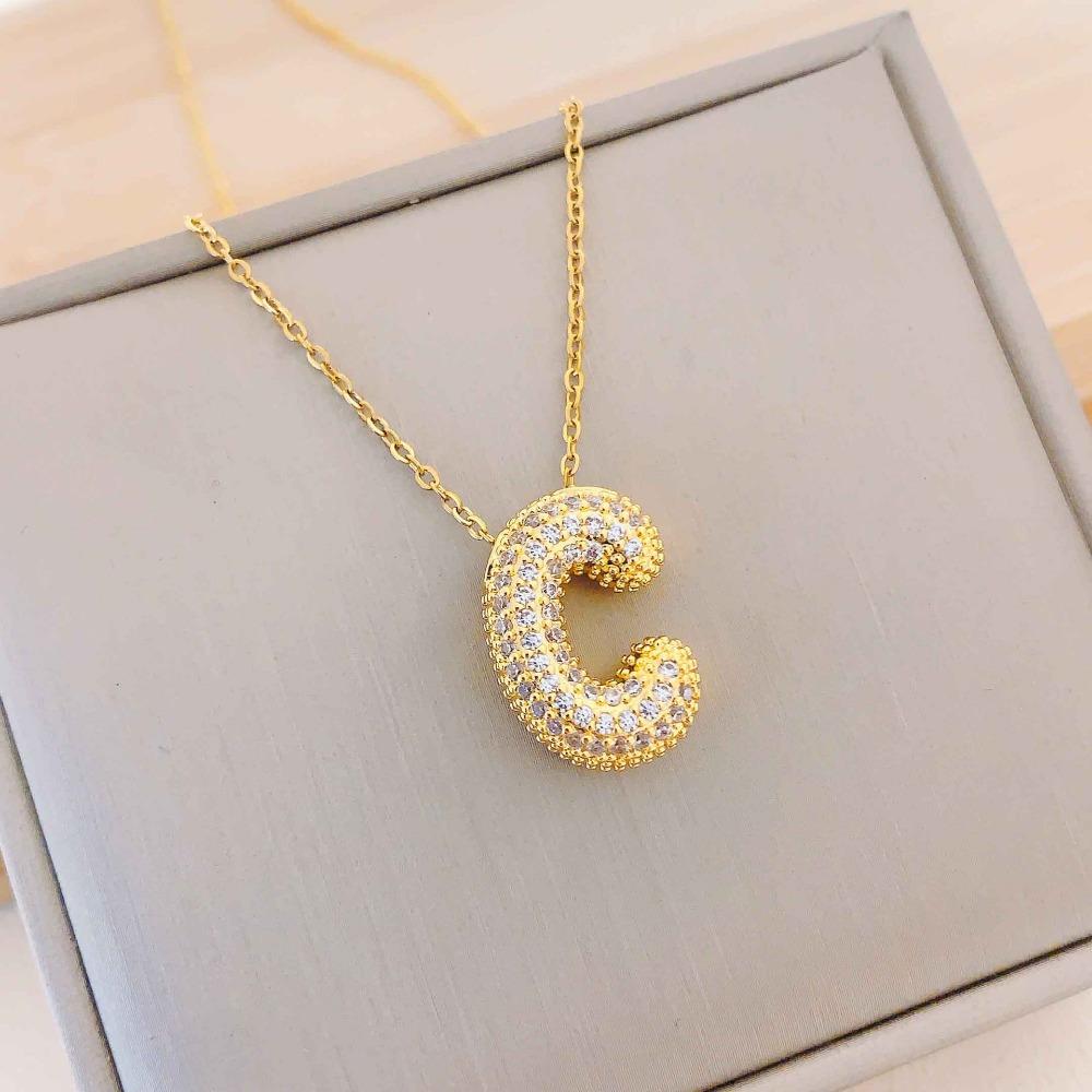 Necklace Female English Alphabet Necklace Female Hip Hop Full Zircon Delicate Clavicle Chain Personality Necklace