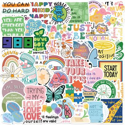 50 Cartoon Mental Health Graffiti Stickers Decorate Guitar Notebook Suitcase DIY Waterproof
