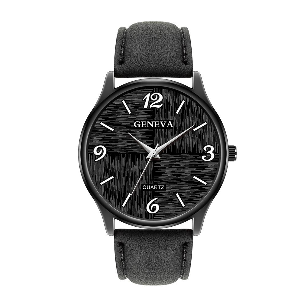 Men Student Fashion Leather Band Quartz Wrist Watch