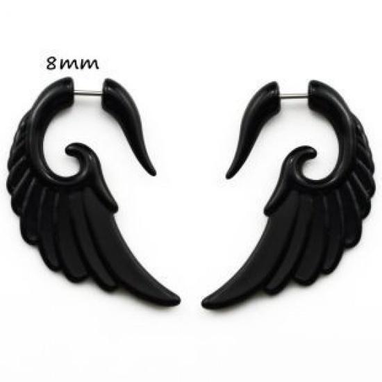 Fashion Black Horn Earrings For Women Hip-hop Acrylic Ear Stud Stainless Steel Anti-Allergies Earrings Gothic Spiral Ear