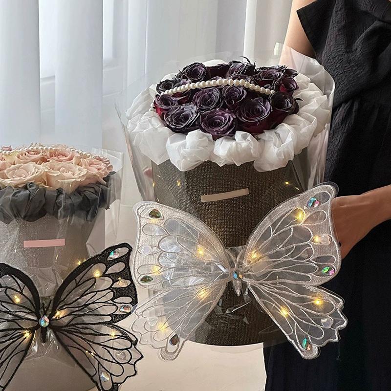 

1 шт., декор для выпечки, вышитые огнями, украшения для торта на день рождения, упаковка букета бабочек