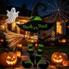 Hanging Wall Decor Halloween Witch Hat Boot Sign, Trick or Treat Decoration Or Sign for Home Room, Wooden Front Door Hanger Holiday Party,