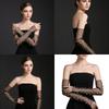 Fingerless Bridal Gloves Artificial Pearls Arm Sleeves Armwear for Formal Occasion Wedding Ceremony Dressingup Accessory
