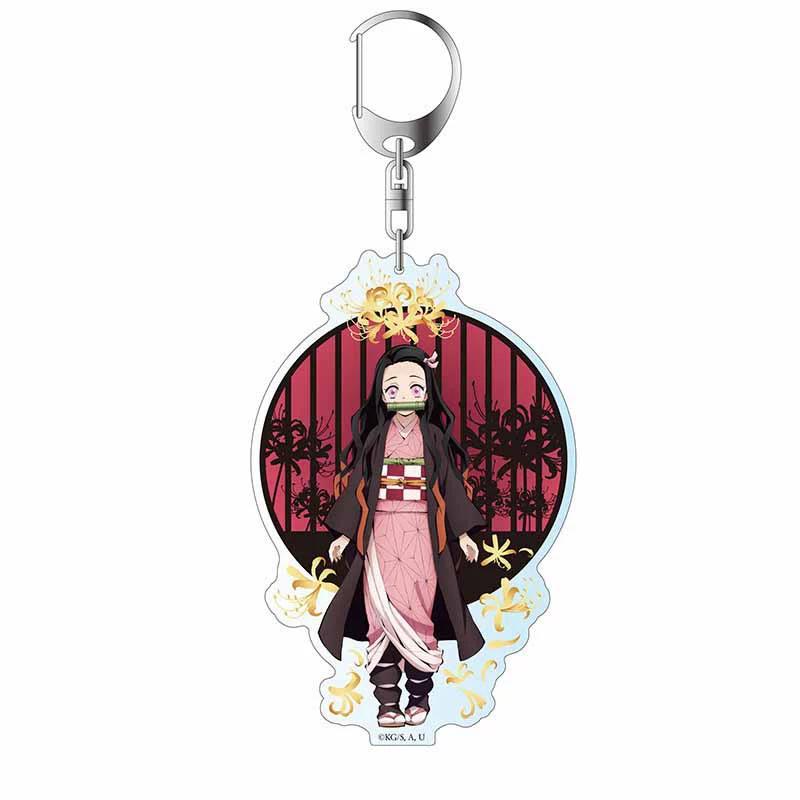 Keychain Pendant Anime Demon Slayer Kimetsu No Yaiba Kamado Tanjirou Double Sided HD Bag Pendant Gift For Fans Cosplay Props Jewelry Gift