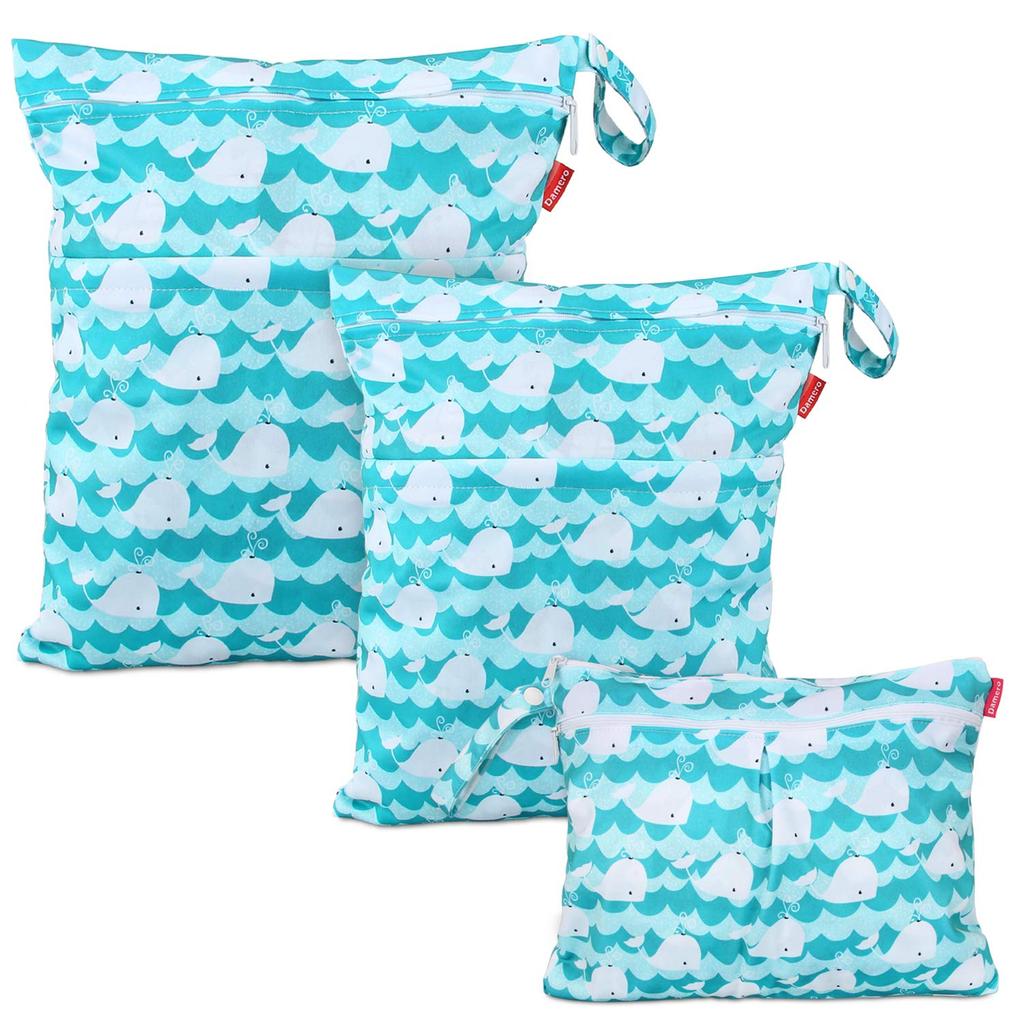 Damero Waterproof Diaper Cute Holds Bath and Meal Perfect Christmas Gift Cute Whale Bag, 3-Piece Set, Multifunctional, Diapers, Clothes, Swimsuit,