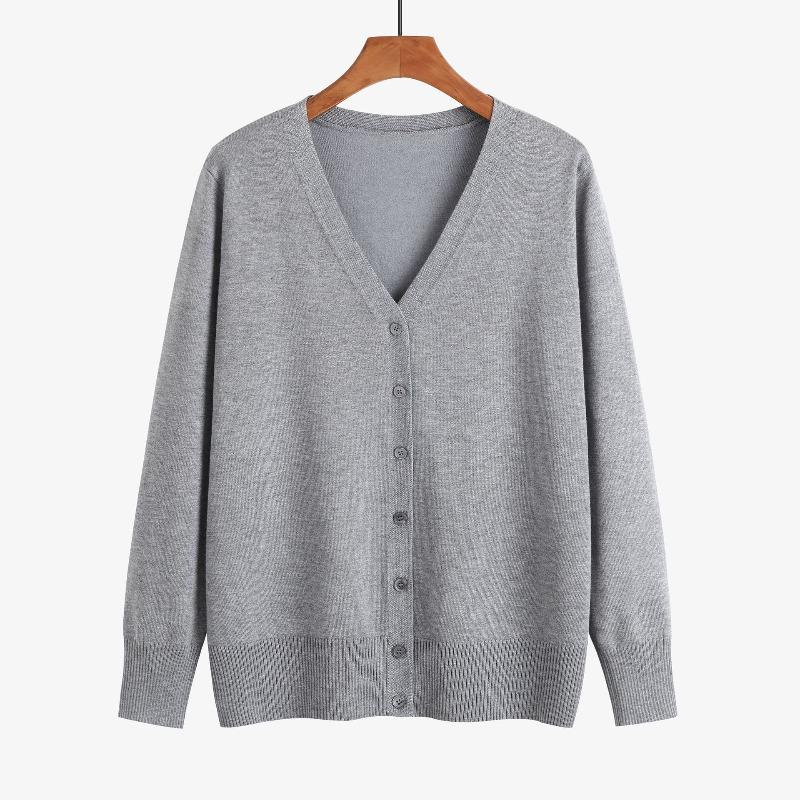 Long-sleeved Knitted Sweater Solid Color Simple Temperament Cardigan with Women's Sweater Jacket