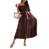 Women's Casual One-shoulder Short-sleeved Elastic Waist Strap Color Stitching Dress
