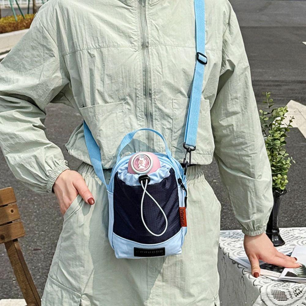 Contrast Color Water Bottle Holder Shoulder Strap Water Bottle Sling Bag Case  Tumbler
