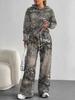 Camouflage European and American Autumn and Winter Casual Long-sleeved Suit Women's Hooded Sweater Trousers Two-piece Set