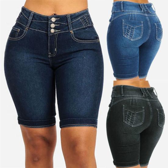 Plus Size Fashion Women Denim Shorts Pants Summer Skinny Slim Fit Short Jeans