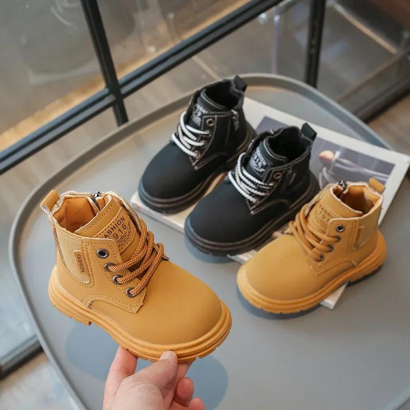 Kids Ankle Boots British Style Classic Boys Girls Short Boots with Side Zipper 2024 New Children Chelsea Boots Fashion Handsome