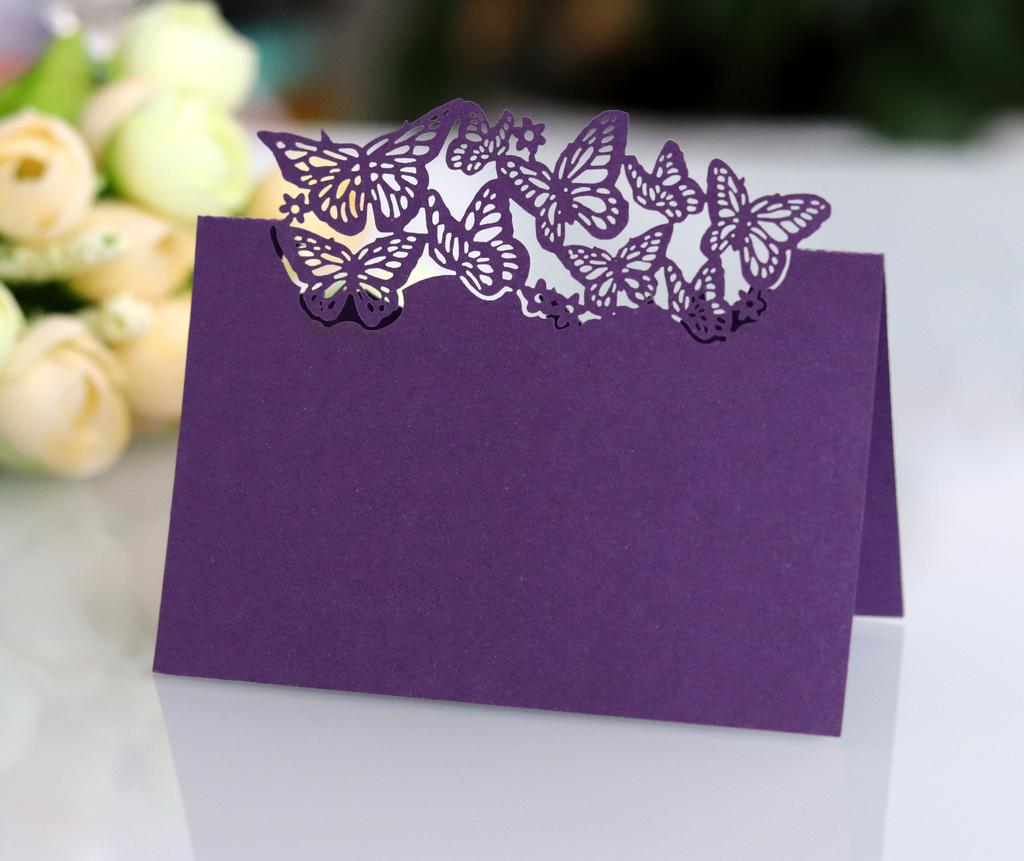 50pcs Seat Card Butterfly Hollow Heart Table Card Wedding Name Sign In Table Wholesale Table Numbers Wedding Thank You Cards