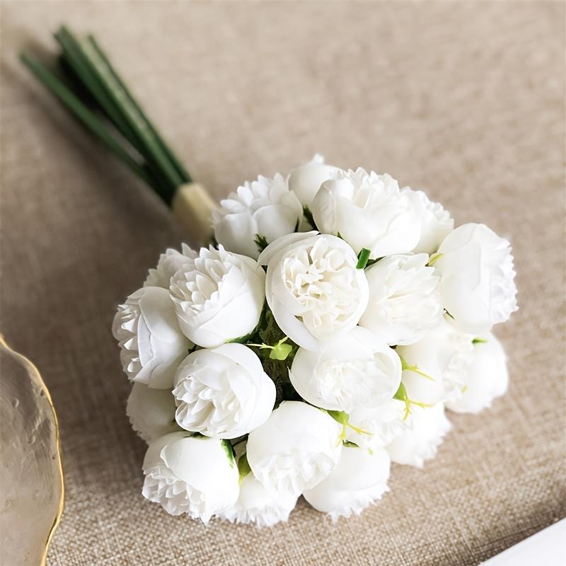 

27 Heads Artificial Roses Peony Flowers Fake Peonies Flower Bouquet Faux Flowers for Spring Home Wedding Christmas Decoration 2 Pack білий