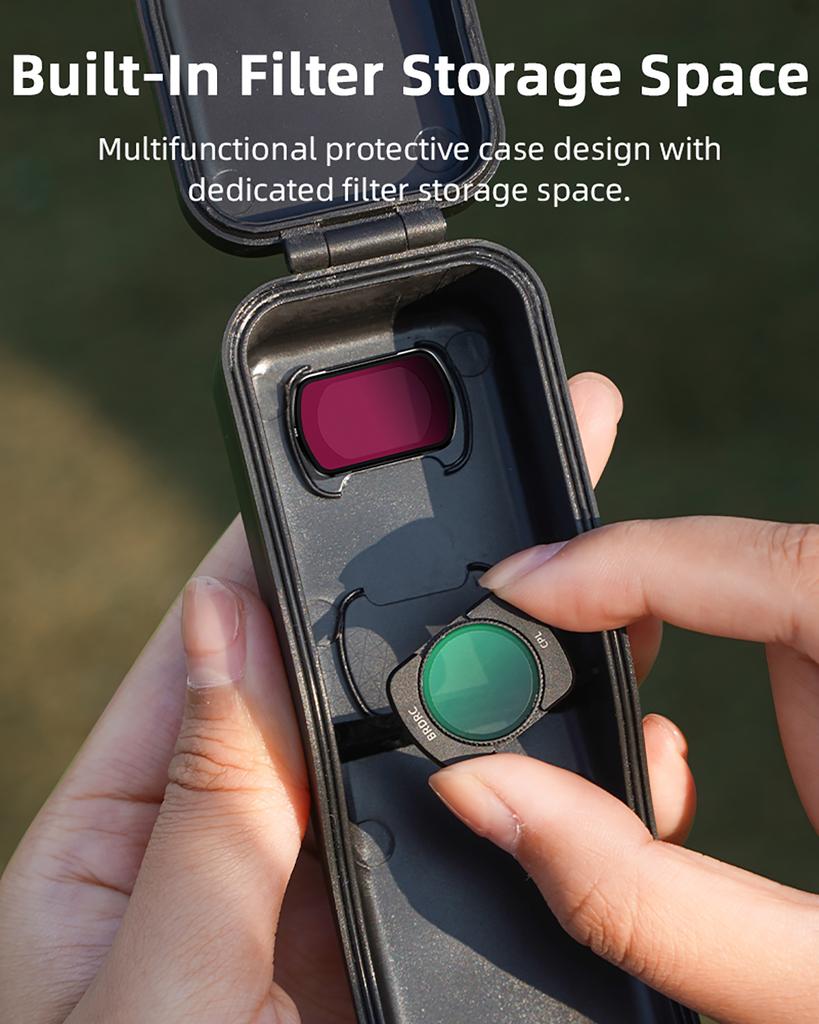 Portable Shockproof Case for DJI Osmo Pocket 3, Water-Resistant Hard ABS Protective Cover with Carabiner & Filter Storage