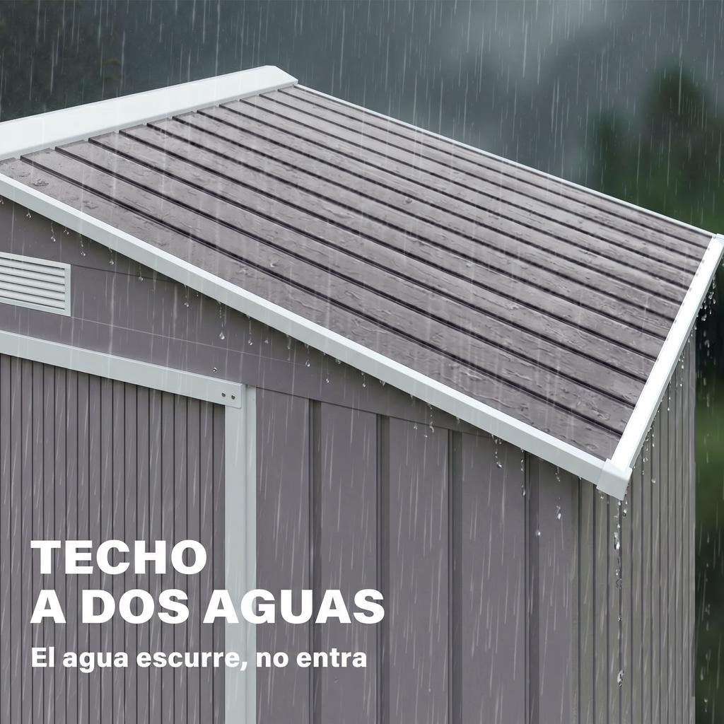 Garden Shed, Metal, 213 x 130 x 185 cm, Tool Storage, Grey