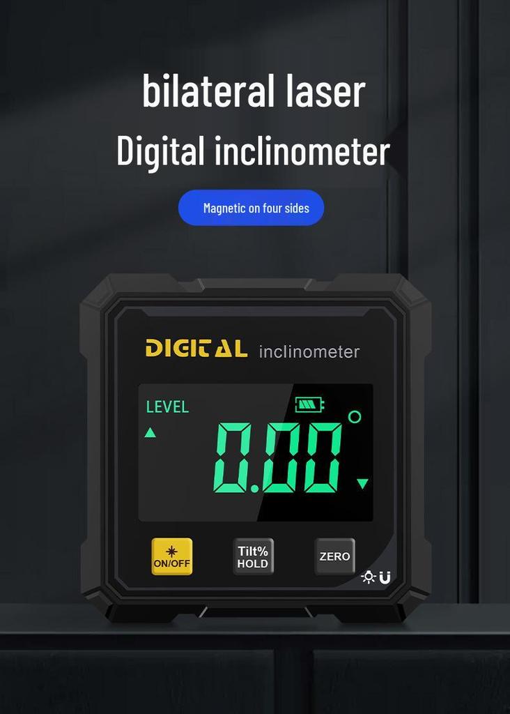 Digital Display Dual Laser Inclinometer with Four-Sided Magnet