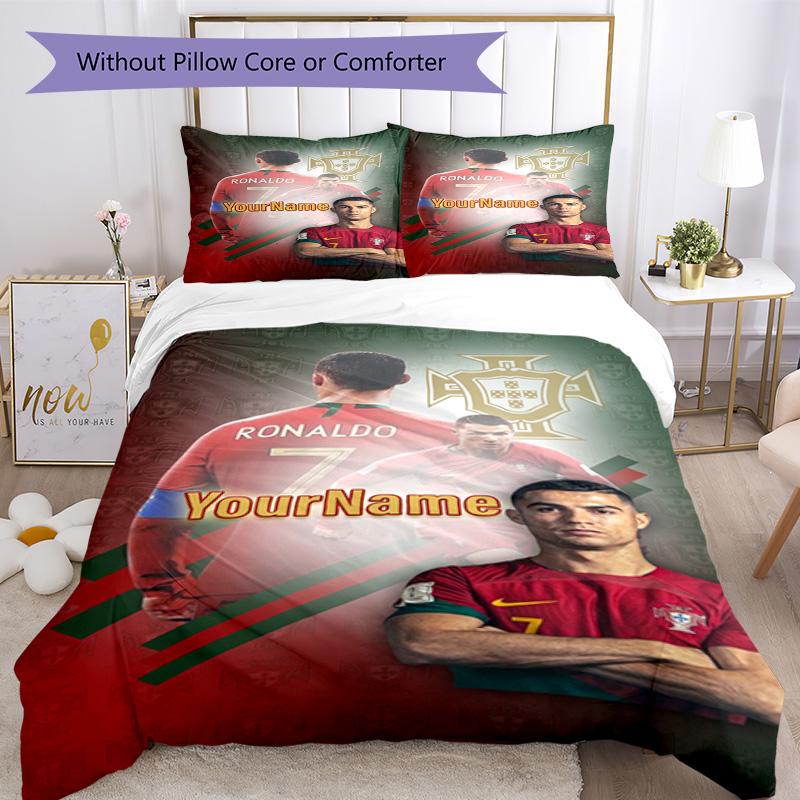 Cristiano Ronaldo 81 Customize Your Name Bedding Set Breathable Duvet Cover with Pillowcases Home Decoration Birthday Gift