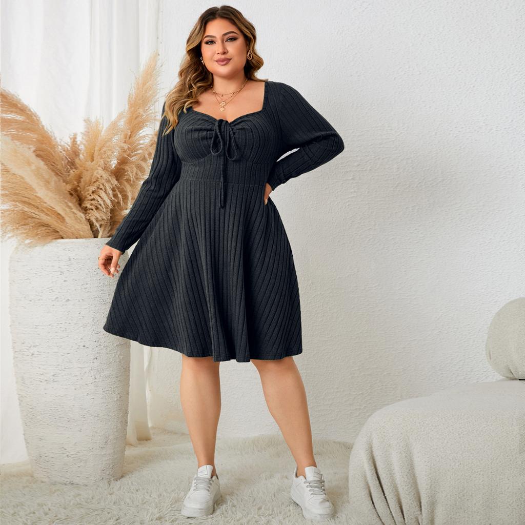 Independent research and development, independent Amazon Europe and the United States new large size dress, square neck dress, cross-border