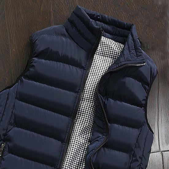 Men Vest Coat Waterproof Padded Thick Stand Collar Winter Waistcoat for Daily Wear