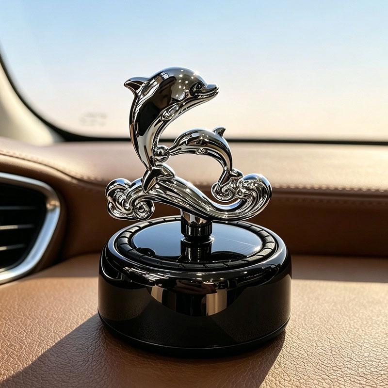 Dolphin Solar Car Air Freshener: Rotating Long-Lasting Perfume Ornament