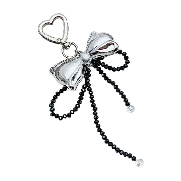 Fashionable Bowknot Bag Pendant Stylish Bag Charm Handmade Beaded Keychain 1 чёрный