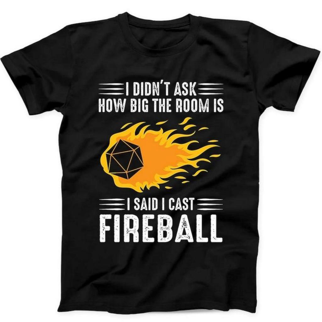 230 Gsm 100% Baumwolle Dm Ich Wirke Feuerball Dnd Drache Dungeon Master Magier Geschenk T-Shirt Schwarzes T-Shirt B36