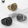 Men's Retro Stainless Steel Square Compass Freemason Punk Ring