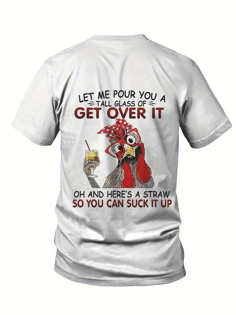 Mens fashion pour wine cute chicken pattern Tshirt loose microelastic breathable printing Tshirt spring and summer