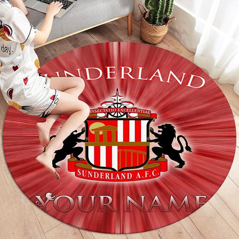 Sunderland A.F Custom Name Round Area Rug,Carpet Rug for Living Room Bedroom Sofa Playroom Decor,Non-slip Floor Mat