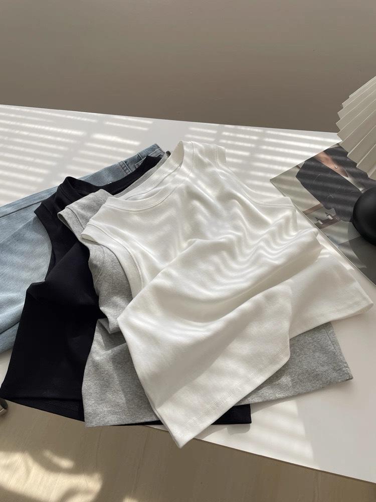 Women's Solid Color Camisole Vest - Sleeveless, Slimming, Versatile Outerwear for Spring and Summer