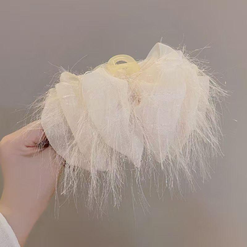 Silky Double-Sided Cloud Bubble Bow Claw Clip – Large Shark Clip for Women s Hair