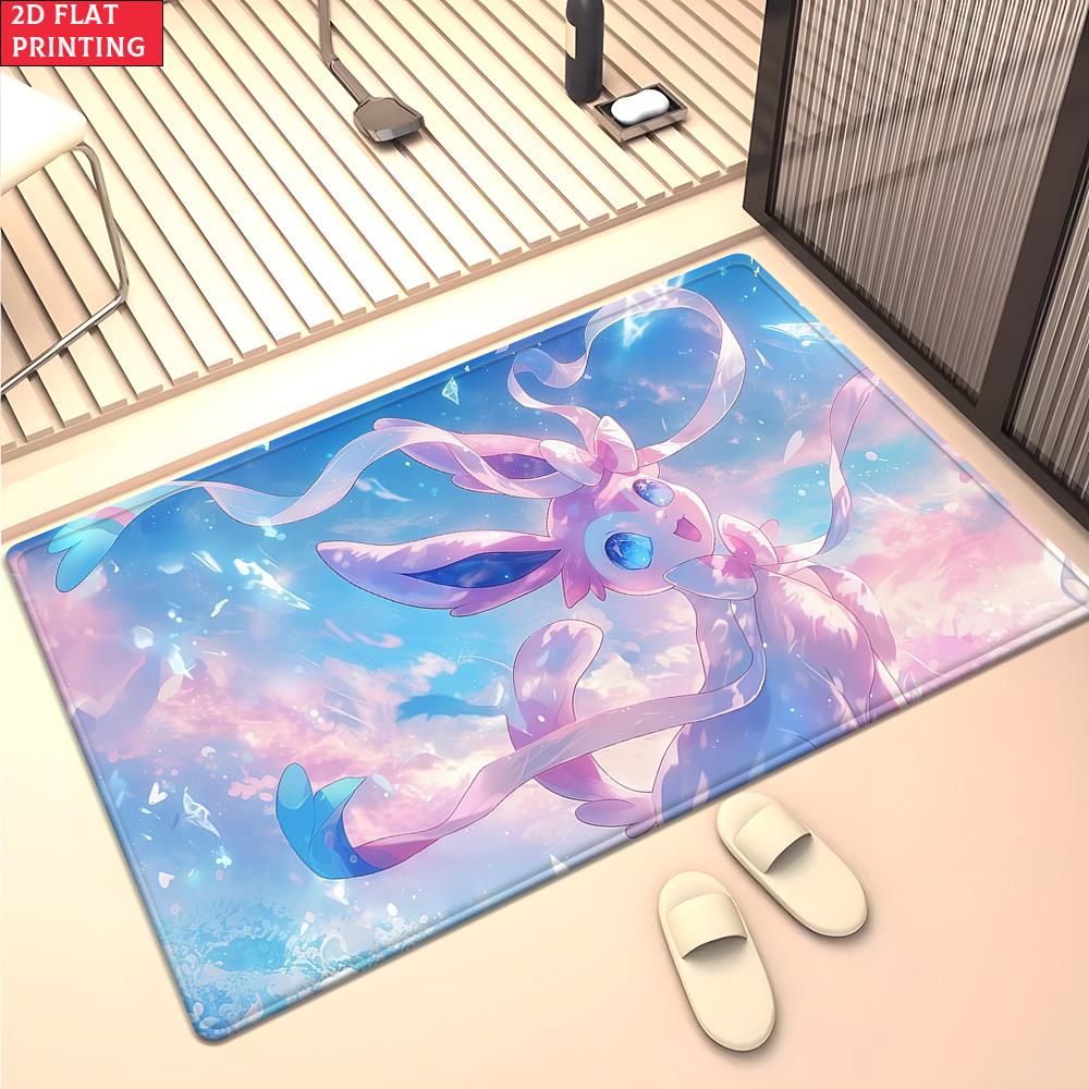 Anime Style Moon & Psychic Fox Area Rug Non Slip Soft Floor Mat For Gaming Room Living Room Bedroom Decor Washable Carpet