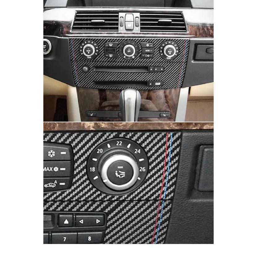 For BMW E60 Series 5 2004-2009 Carbon Fiber Center Console CD Panel Trim Frame Sticker Tuning Car Interior Decor Accessories