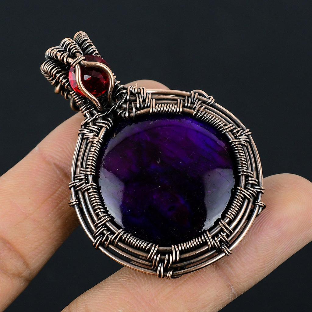 Purple Flash Labradorite Jewelry, 999 Copper Wire Wrapped Pendant Handmade Gemstone Jewelry, Gifts For Wife Brand New Pendant