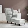 Vidaxl Armchair with Footrest, Light Gray, Upholstered with Velvet